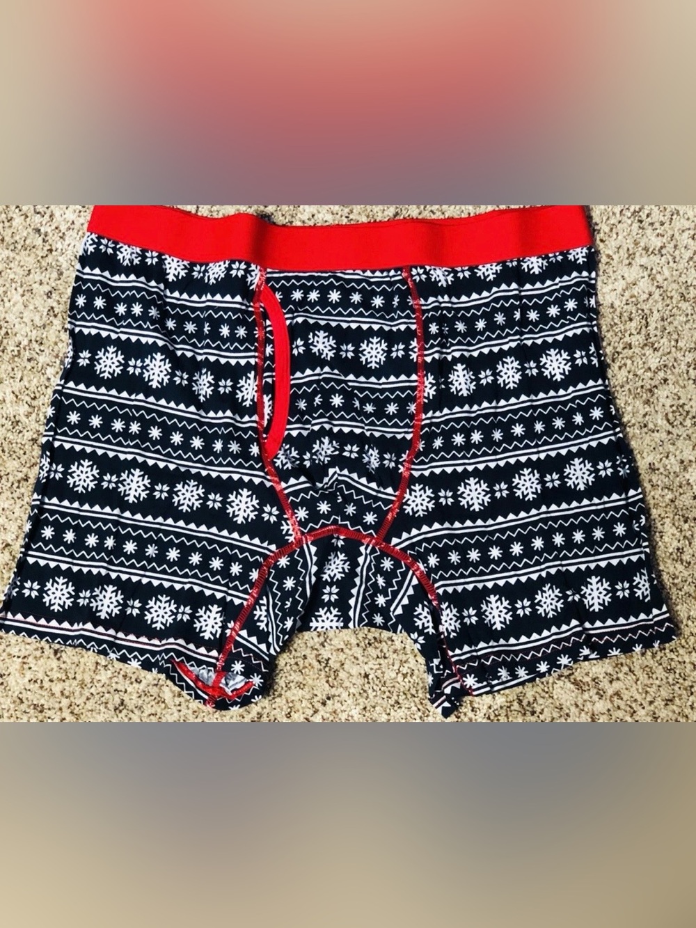 Mens Boxer Briefs Shorts Size XL Christmas Navy Blue White Snowflakes New w/Tags